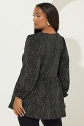 YOURS Plus Size Gold Floral Jacquard Bow Front Top | Yours Clothing 4