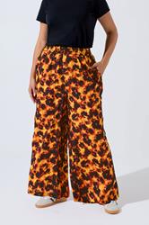 LIMITED COLLECTION Plus Size Orange Tortoise Shell Wide Leg Trousers | Yours Clothing 1