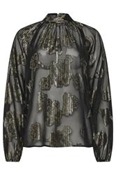 LTS Tall Black Floral Jacquard High Neck Blouse | Long Tall Sally 5
