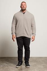 BadRhino Big & Tall Natural Brown Wool Zip Through Jumper | BadRhino 1