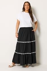 YOURS Plus Size Black Scallop Detail Maxi Skirt | Yours Clothing 1