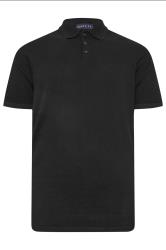 BadRhino Big & Tall Black Knitted Short Sleeve Polo Shirt