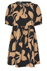 YOURS Curve Black Floral Tie Neck Dress