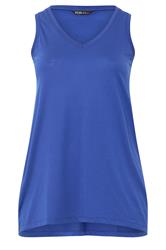 YOURS Curve Cobalt Blue V-Neck Basic Vest Top