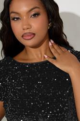 YOURS LONDON Plus Size Black Velvet Sequin Dress | Yours Clothing 4