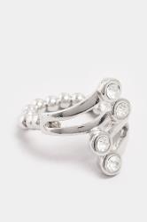 Silver Tone Diamante Stretch Ring | Yours Clothing 3