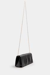 Black Faux Leather Metallic Clutch Bag