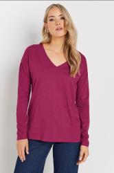 LTS Tall 2 PACK Berry Pink & Grey Cotton Long Sleeve T-Shirts | Long Tall Sally 1