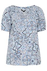 YOURS Curve Blue Floral Bardot Top