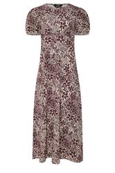LTS Tall Purple Floral Puff Sleeve Midi Dress | Long Tall Sally 5