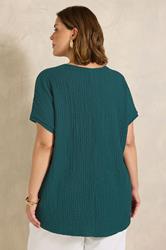 EVANS Plus Size Teal Green Pleat Front Swing Top | Evans 2