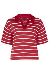 LIMITED COLLECTION Plus Size Red Stripe Rugby Collar Top | Yours Clothing 6