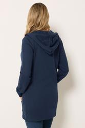 LTS Tall Women's Navy Blue Cotton Longline Zip Hoodie | Long Tall Sally 2