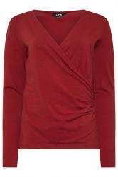 LTS Tall 2 PACK Khaki Green & Red Wrap Tops | Long Tall Sally 8