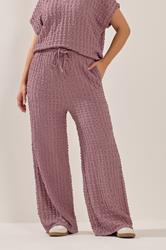 YOURS Plus Size Dusky Pink Bubble Textured Wide Leg Trousers | Yours Clothing 1