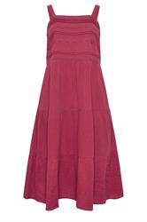 YOURS Curve Pink Cheesecloth Pleated Tiered Dress