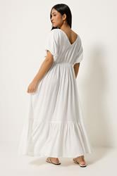 PixieGirl Petite Women's White Puff Sleeve Maxi Dress | PixieGirl 2