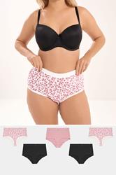 YOURSET 5 PACK Plus Size Pink & Black Floral Full Briefs | Yours Clothing 1