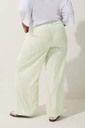 LIMITED COLLECTION Plus Size Mint Green & Pink Stripe Wide Leg Trousers | Yours Clothing 2