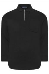 BadRhino Big & Tall Black Milano Knit Quarter Zip Jumper