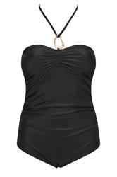 BUMP IT UP MATERNITY Plus Size Black Buckle Halterneck Swimsuit | Yours Clothing 8