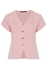 LIMITED COLLECTION Curve Light Pink Short Sleeve Compact Knitted Top