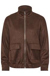 PixieGirl Petite Chocolate Brown Faux Suede Bomber Jacket