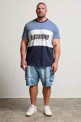 BadRhino Big & Tall Blue Cut & Sew Scripted T-Shirt | BadRhino 1