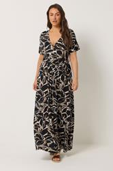 YOURS Plus Size Black Abstract Wrap Maxi Dress | Yours Clothing 2