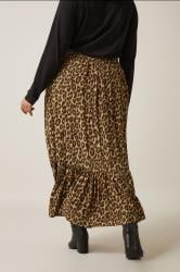 EVANS Plus Size Brown Leopard Print Maxi Skirt | Evans 2