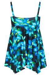 YOURS Plus Size Black Tropical Floral Hanky Hem Tankini Top | Yours Clothing 9