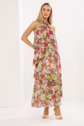 STAR Pink Floral Tiered Halterneck Dress | StarByJM 3