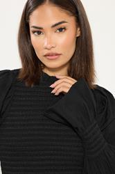 PixieGirl Petite Women's Black Shirred Peplum Smock Top | PixieGirl 4