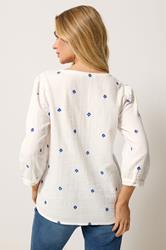 M&Co White Floral Embroidered Cotton Blouse | M&Co 4