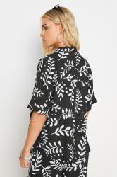 Petite Black Leaf Print Shirt | PixieGirl 4