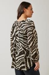 EVANS Plus Size Black & Gold Metallic Zebra Print Blouse | Evans 2
