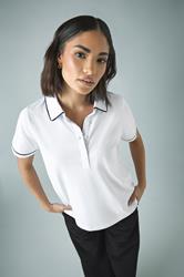 PixieGirl Petite Women's White Contrast Trim Cotton Polo Shirt | PixieGirl 3