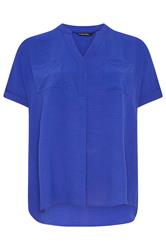 EVANS Curve Blue Short Sleeve Utility Blouse