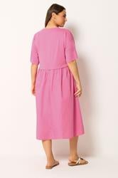 YOURS Plus Size Pink Poplin T-Shirt Midi Dress | Yours Clothing 2