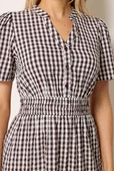 LTS Tall Women's Chocolate Brown Gingham Cotton Maxi Dress | Long Tall Sally 4