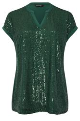 EVANS Plus Size Green Sequin Embellished Top | Evans 5