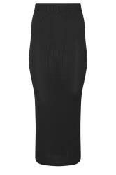 PixieGirl Petite Black Ribbed Maxi Tube Skirt