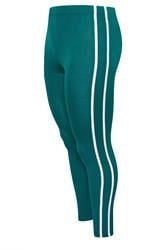 YOURS ACTIVE Curve Teal Green Side Stripe Leggings
