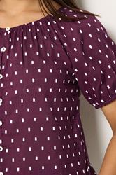 M&Co Petite Women's Purple Dobby Button Blouse | M&Co 4