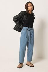 PixieGirl Petite Women's Blue Belted Barrel Jeans | PixieGirl 3