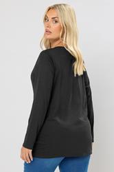 Plus Size Black Long Sleeve T-Shirt | Yours Clothing 2