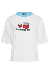 LIMITED COLLECTION Curve White Embroidered 'Berry Nice Day' T-Shirt
