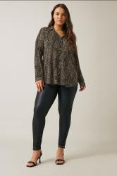 EVANS Plus Size Black Spot Print Half Placket Shirt | Evans 1