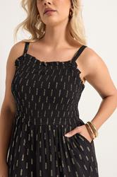 YOURS Plus Size Black Crinkle Metallic Wide Leg Jumpsuit | Yours Clothing 4