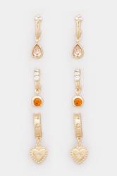 YOURSET 3 PACK Gold Tone Diamante Hoop Set | Yours Clothing 3